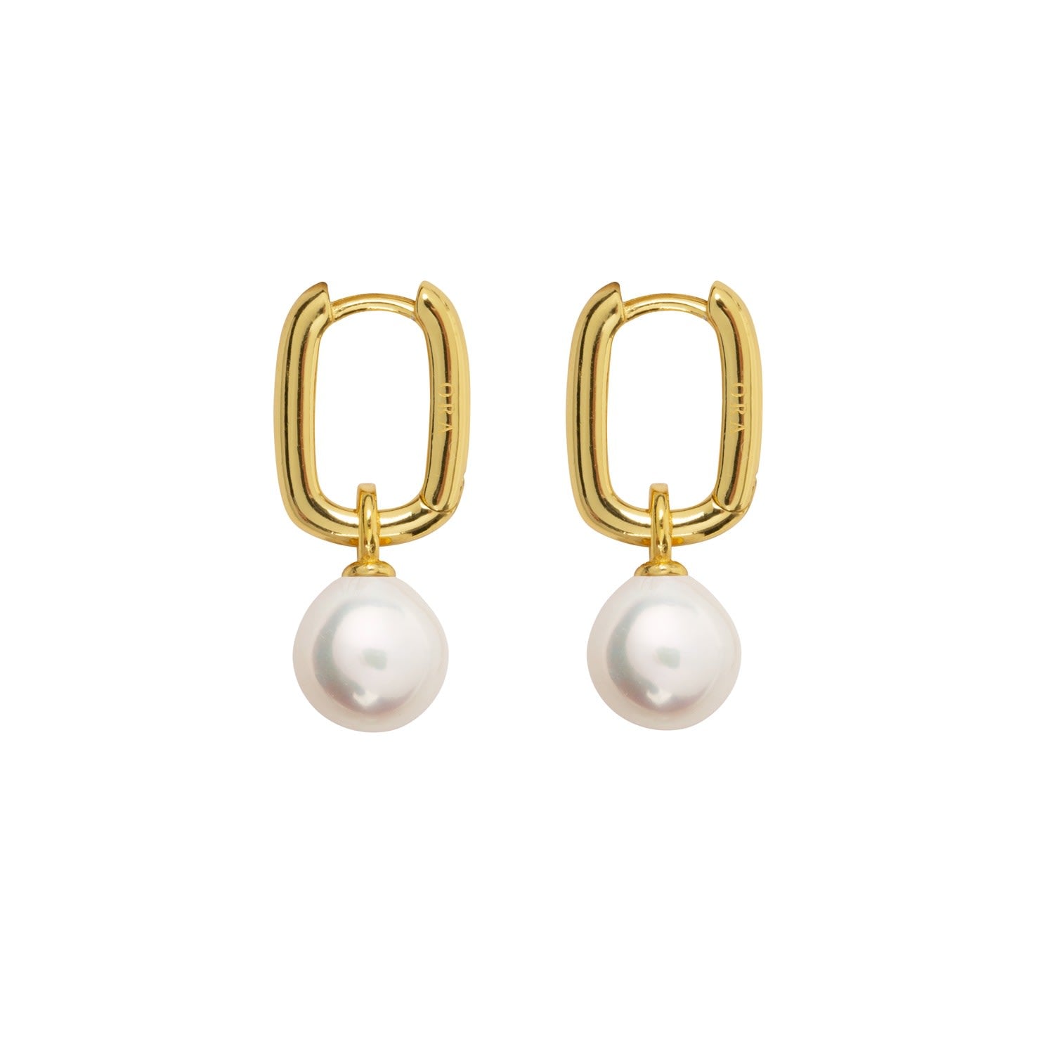 Aetia White Pearl Hoop Earrings - Gold