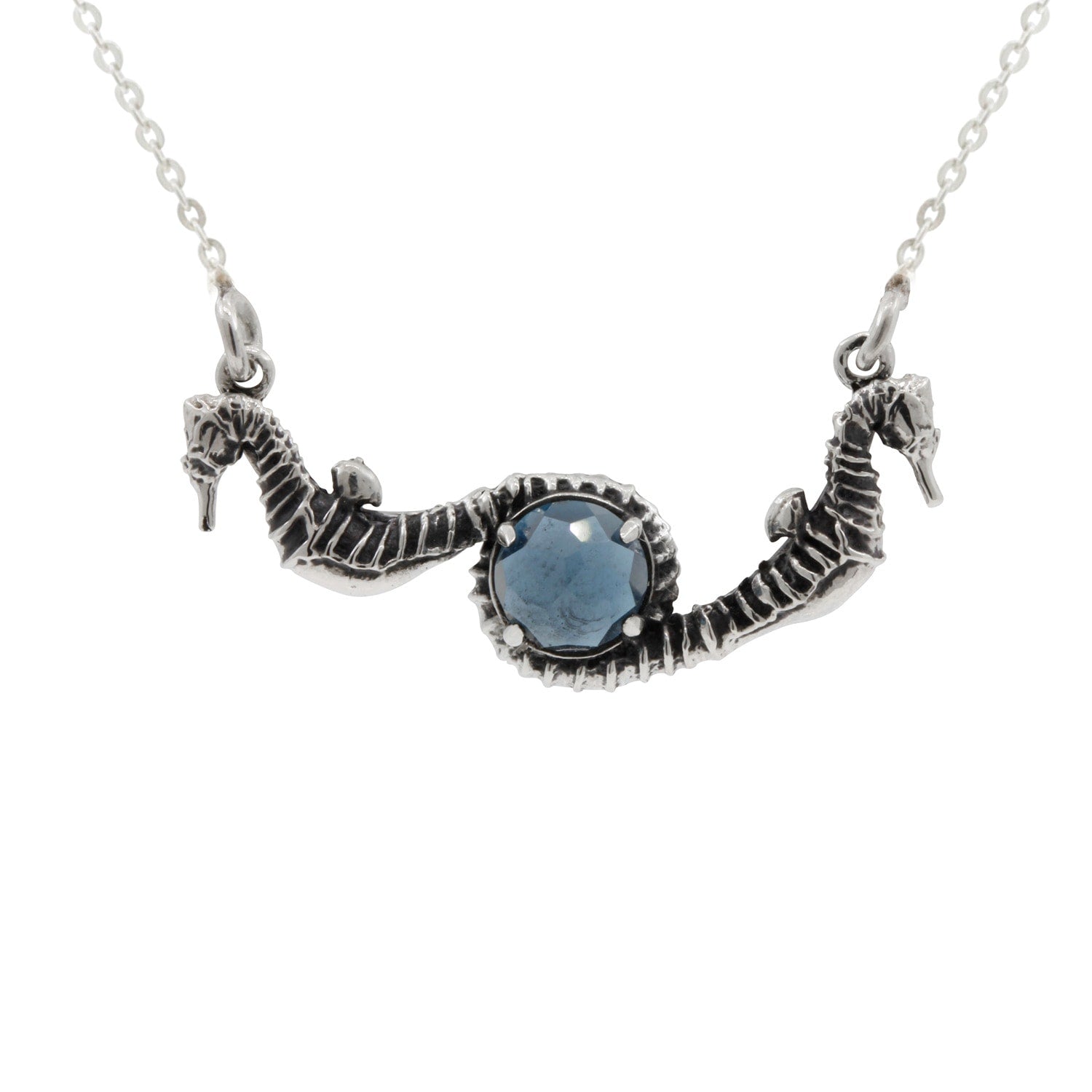 Seahorse Blue Topaz Necklace – Silver