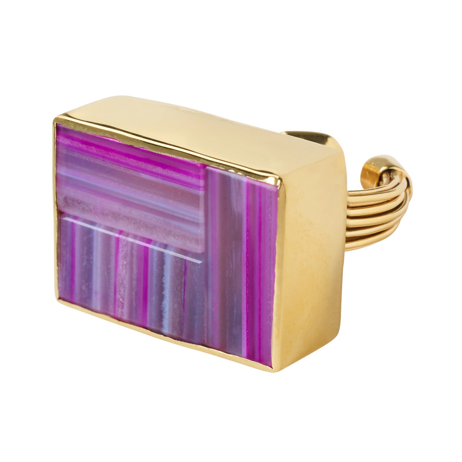 Pale Pink Gemstone Adjustable Block Ring