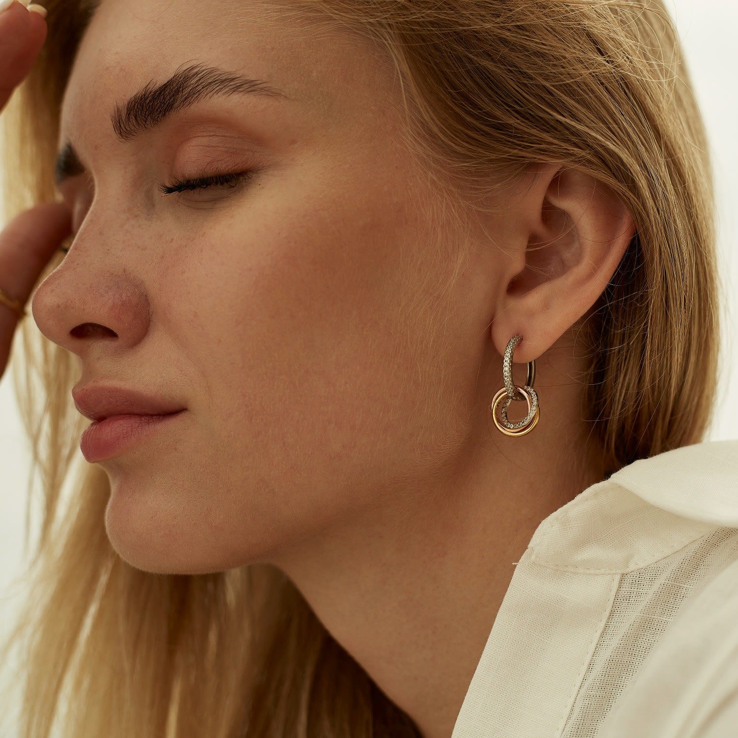 Fancy Cubic Zirconia Hoops Earring