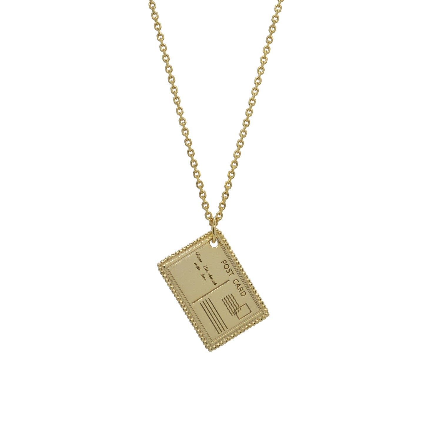 18K Gold Vermeil 'From Edinburgh With Love' Postcard Necklace