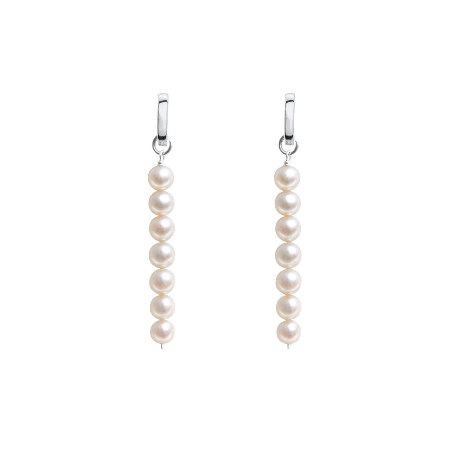 Linea Pearl Hoop Earrings - Silver