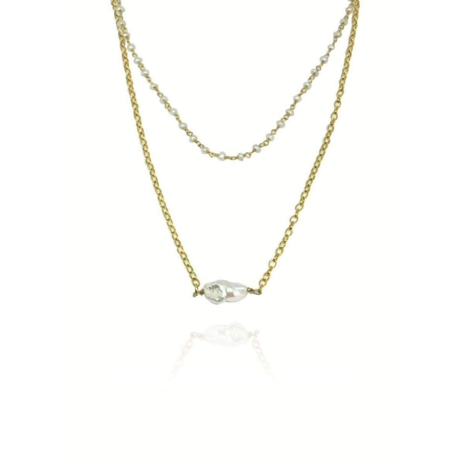 Doby Double Chain Pearl Necklace