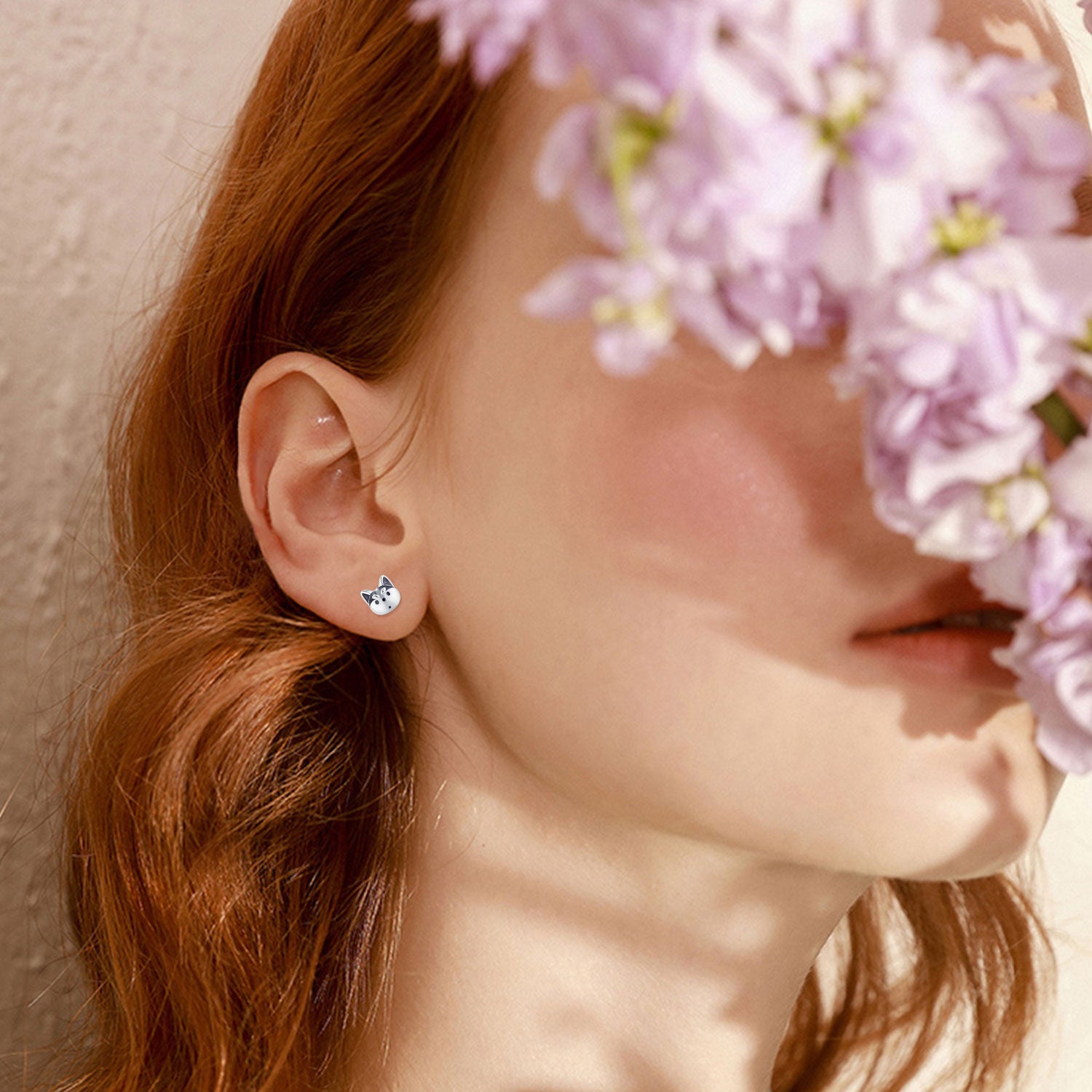 Sterling Silver Dog Stud Earrings