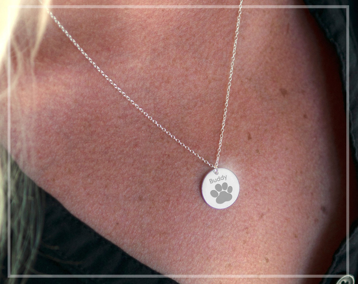 Dog Paw Necklace - Sterling Silver