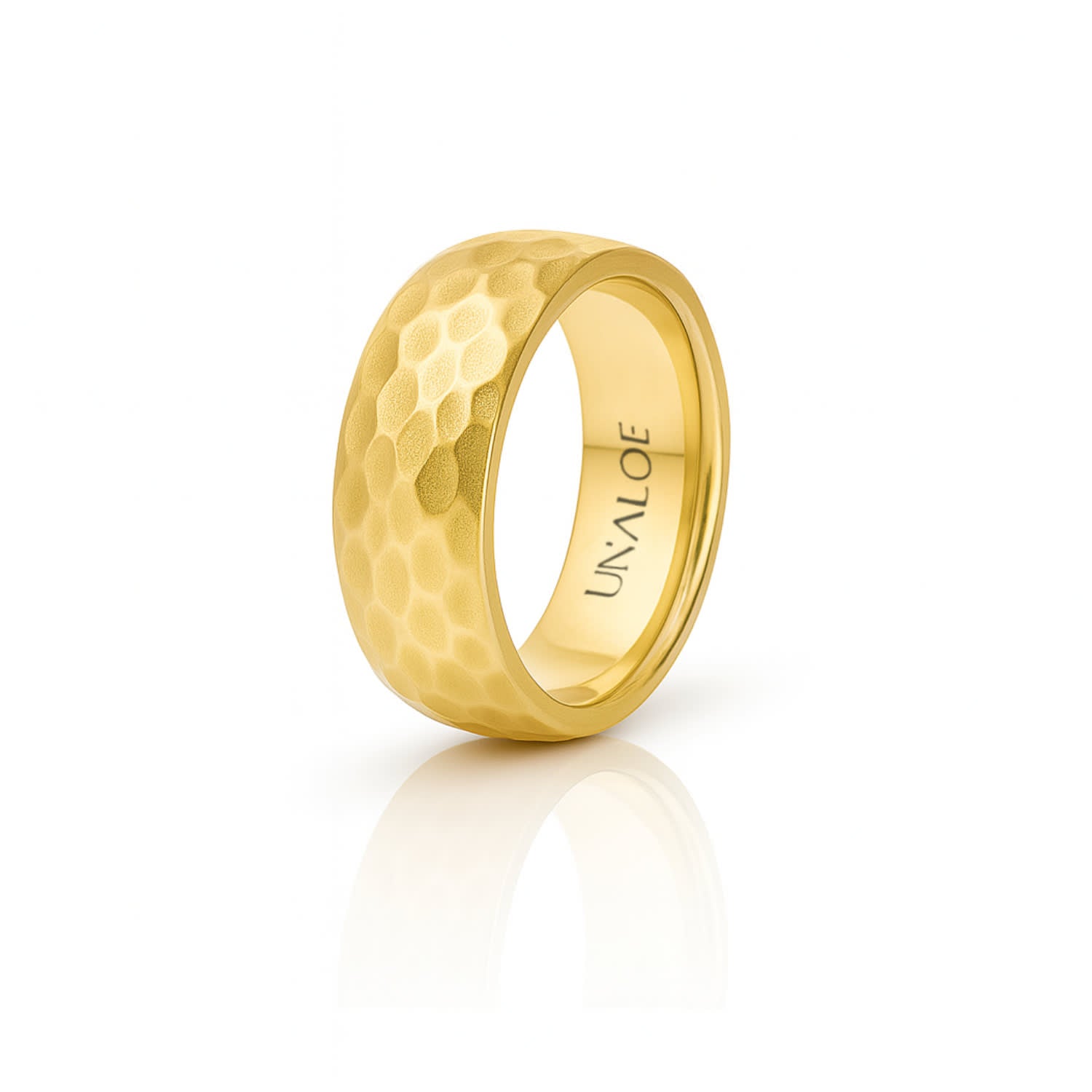 Hammered Domed Silver Band For Women With Gold Plating – Timeless And Stylish