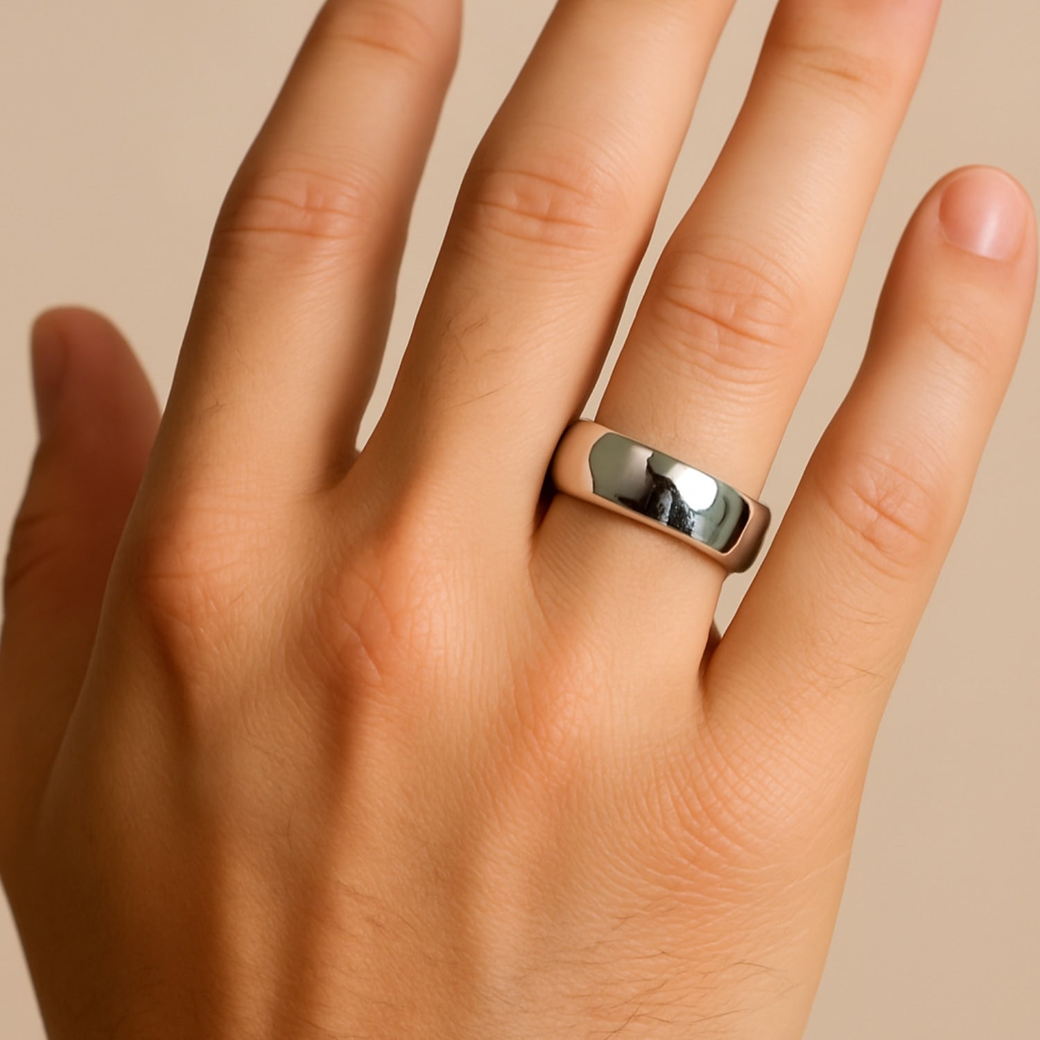 Domed Sterling Silver Band For Women's Pure And Refined