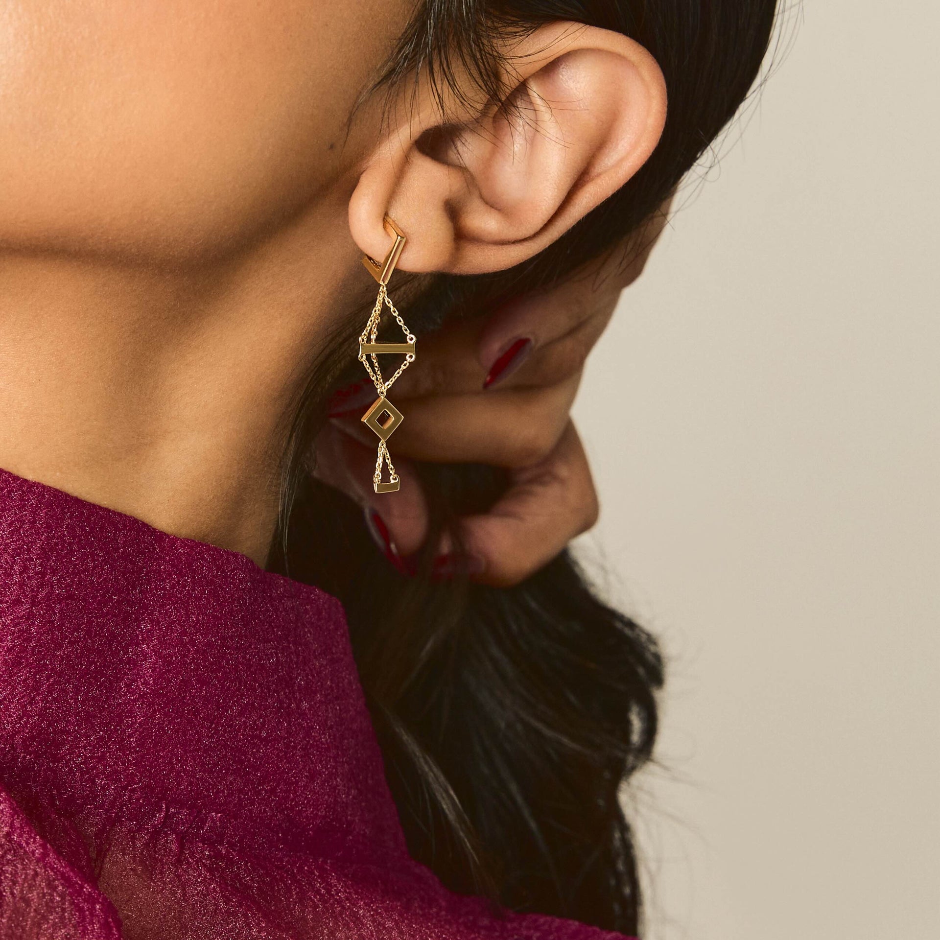 Don't Stop Me Now Earrings - Solid 14K Gold Chandelier Chain Statement Earrings