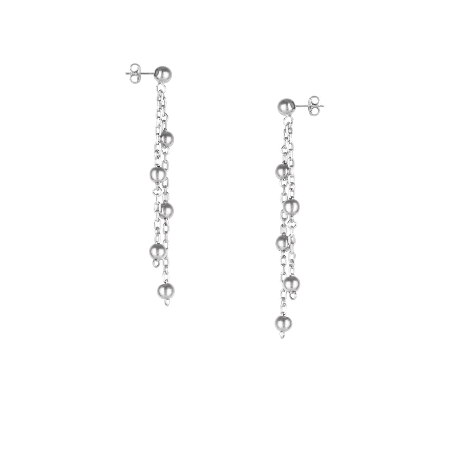 Dorica Sterling Silver Multi Bead Drop Earring - Silver