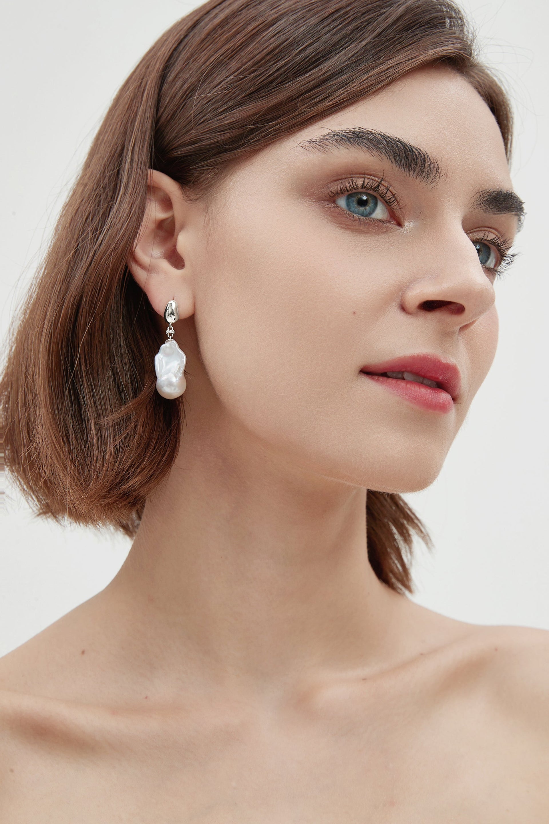 Doris Sterling Silver Natural Baroque Pearl Drop Earrings