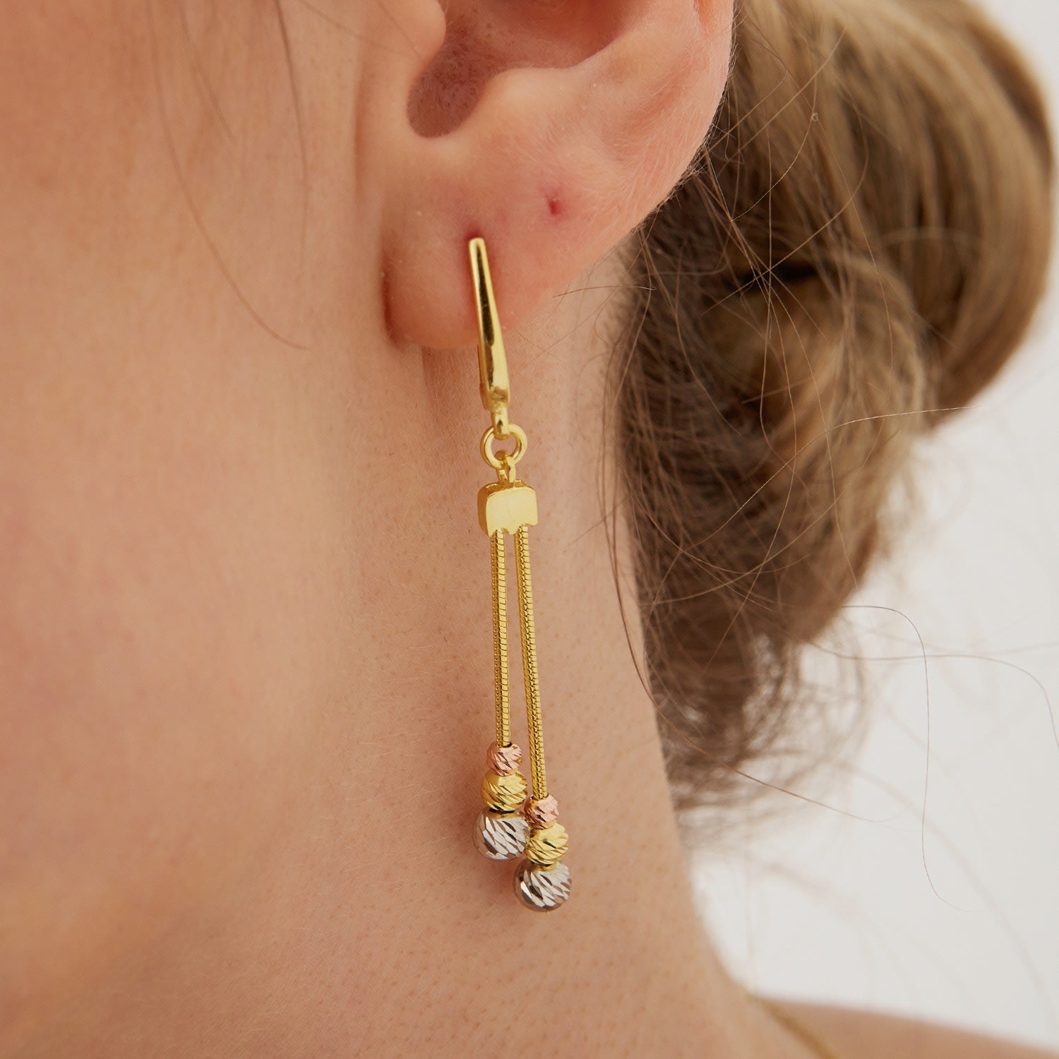 Dorissa Sterling Silver Drop Earring Multicolour Beads - Gold