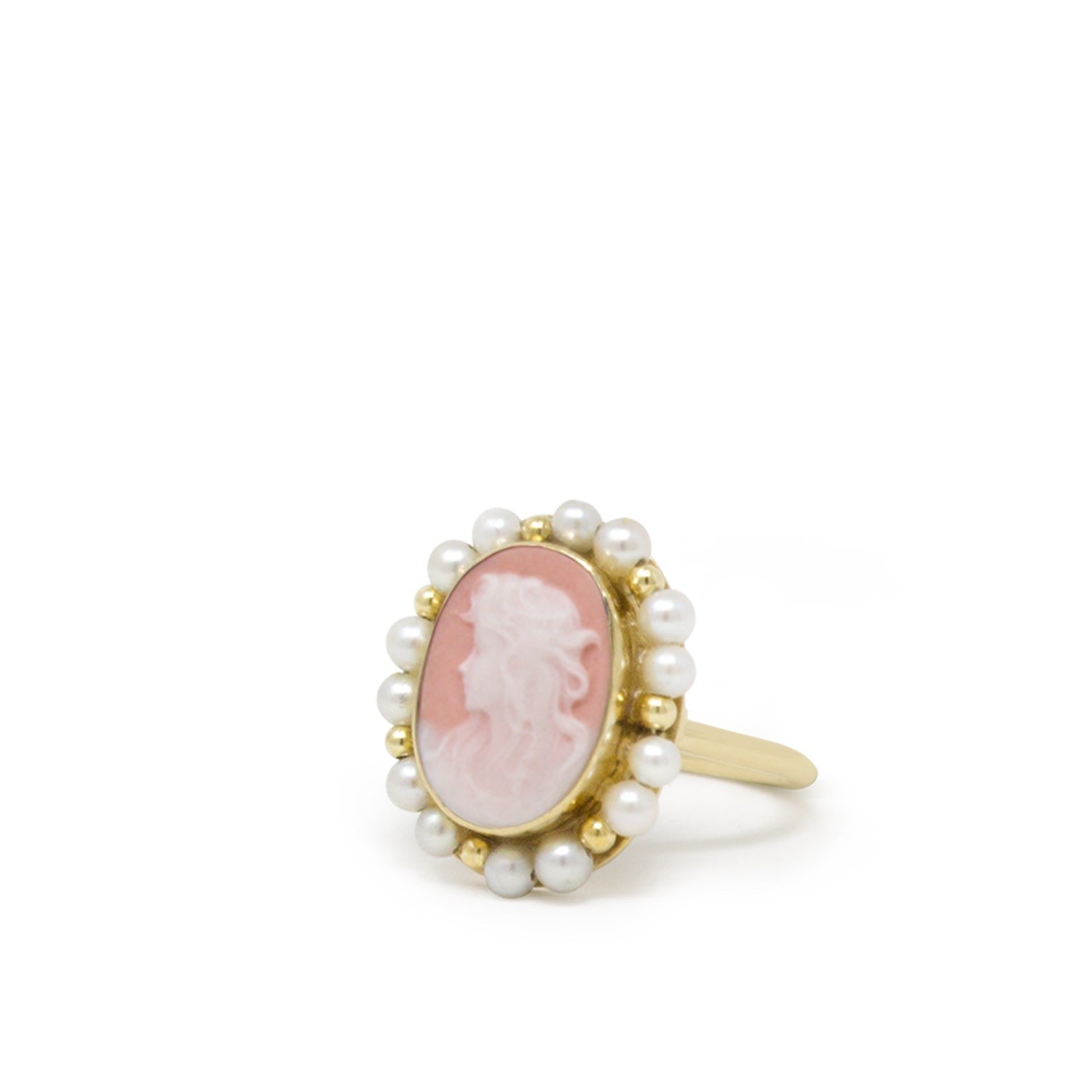 Little Lovelies Gold-Plated Pink Cameo Pearly Ring