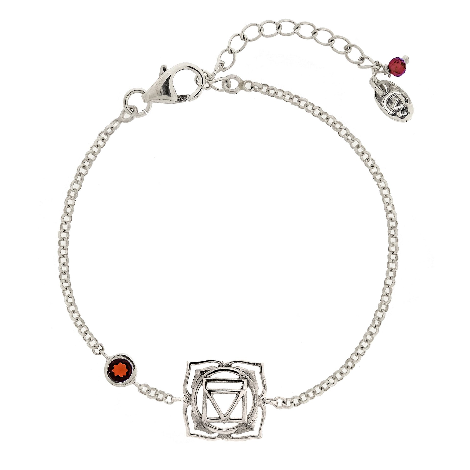 Root Chakra Silver Bracelet - Garnet