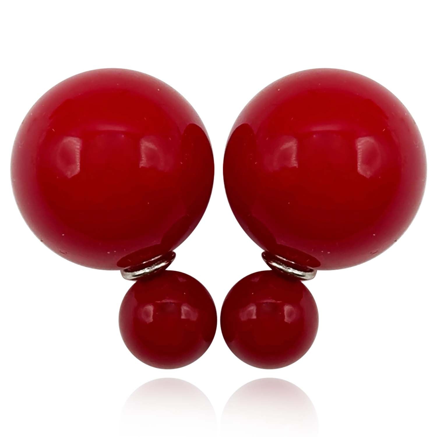 Double Ball Brick Red Double Ball Earrings