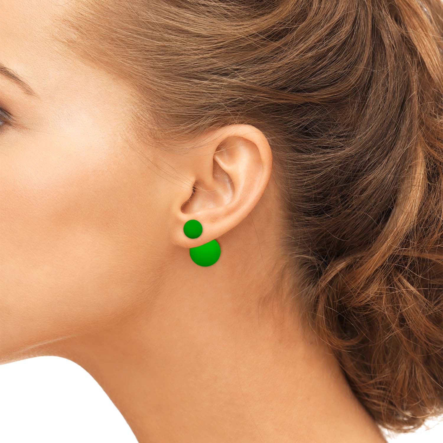 Double Ball Bright Green Earrings
