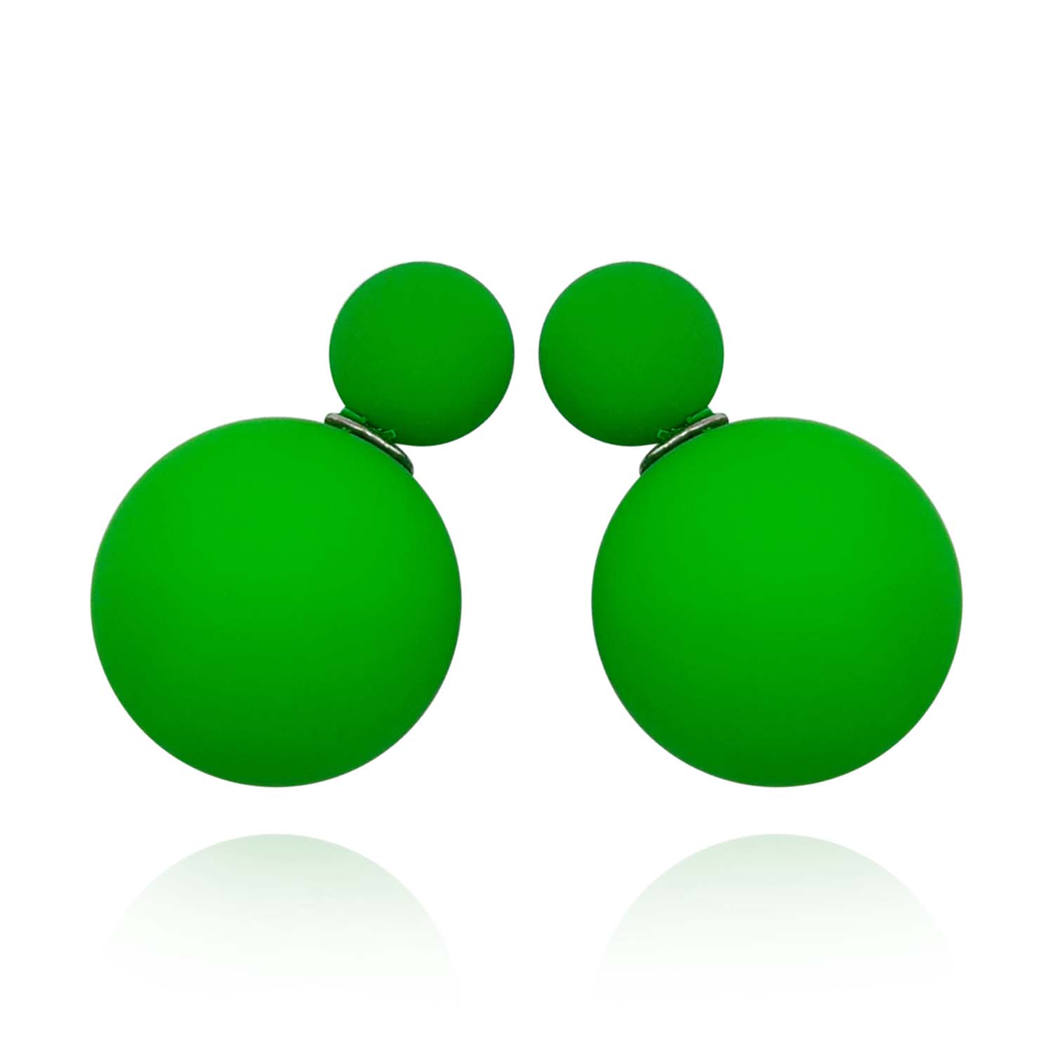 Double Ball Bright Green Earrings