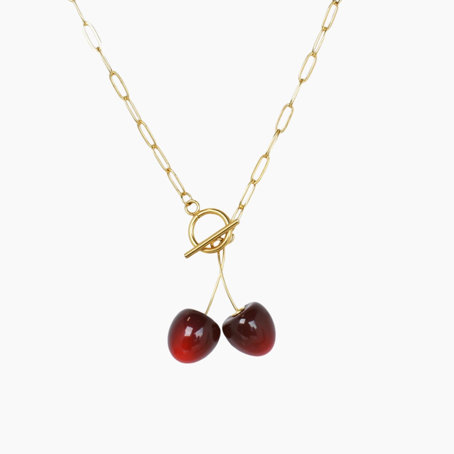Double Cherry Golden Chain Necklace