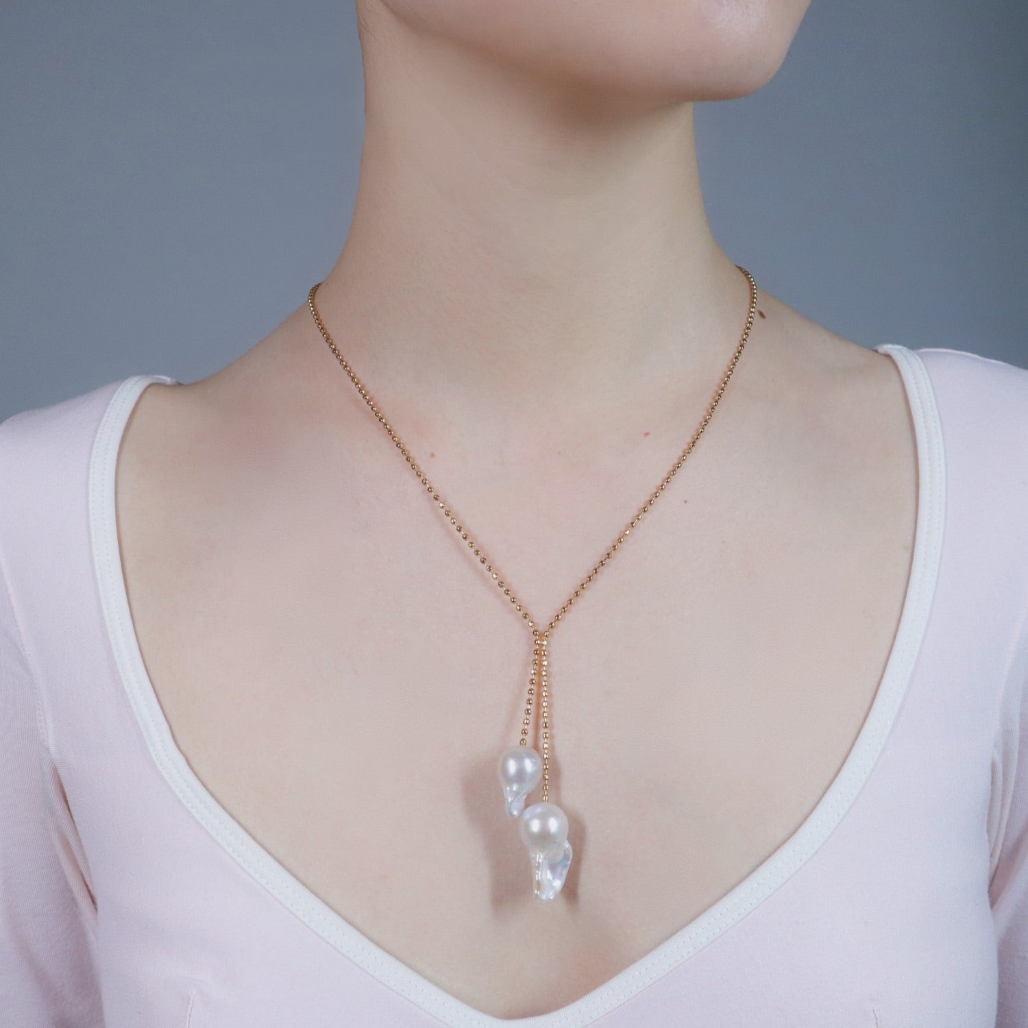 Double Drop Baroque Pearl Necklace