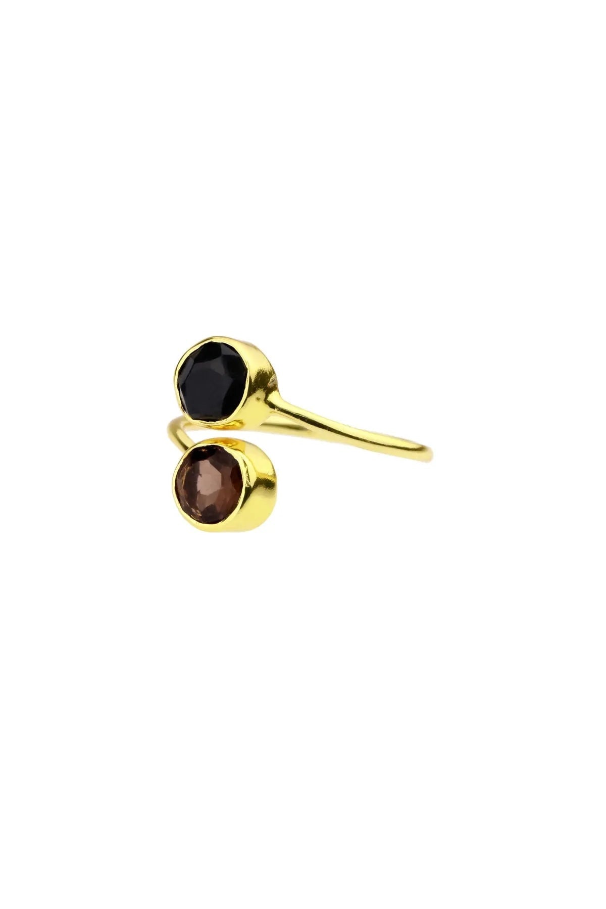 Double Gemstone Black Ring