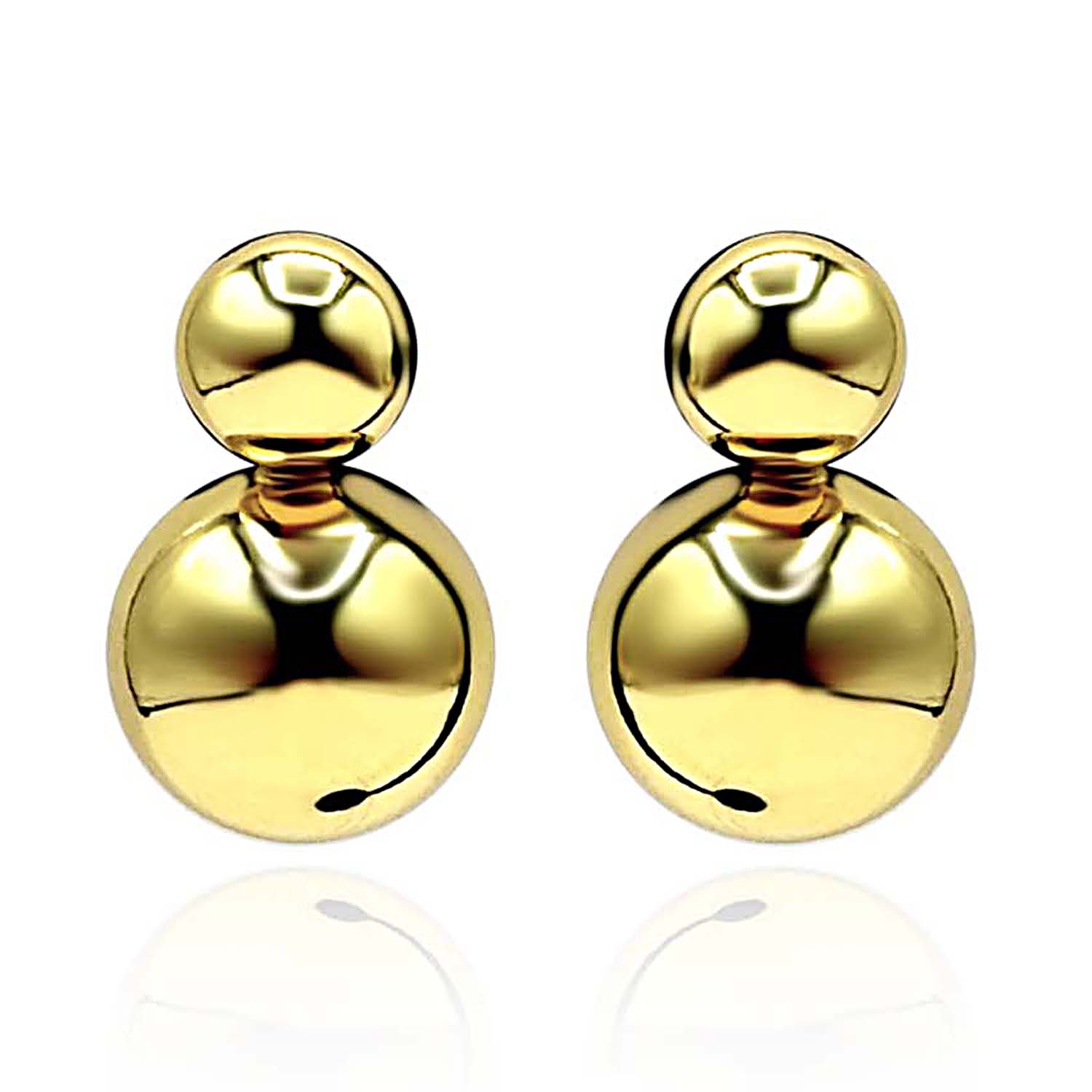 Double Gold Ball Drop Earrings