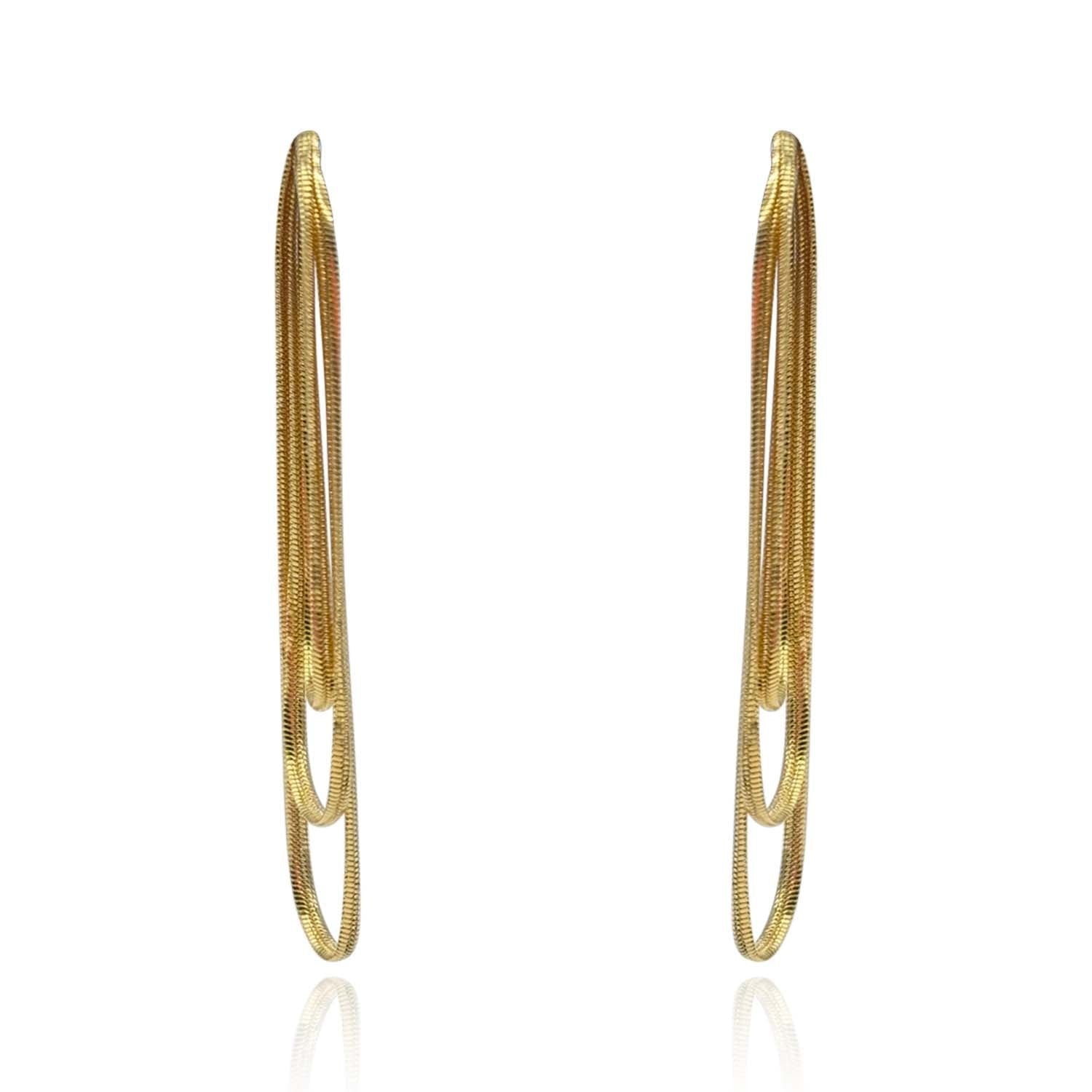 Double Gold Cobra Chain Pierced Earrings
