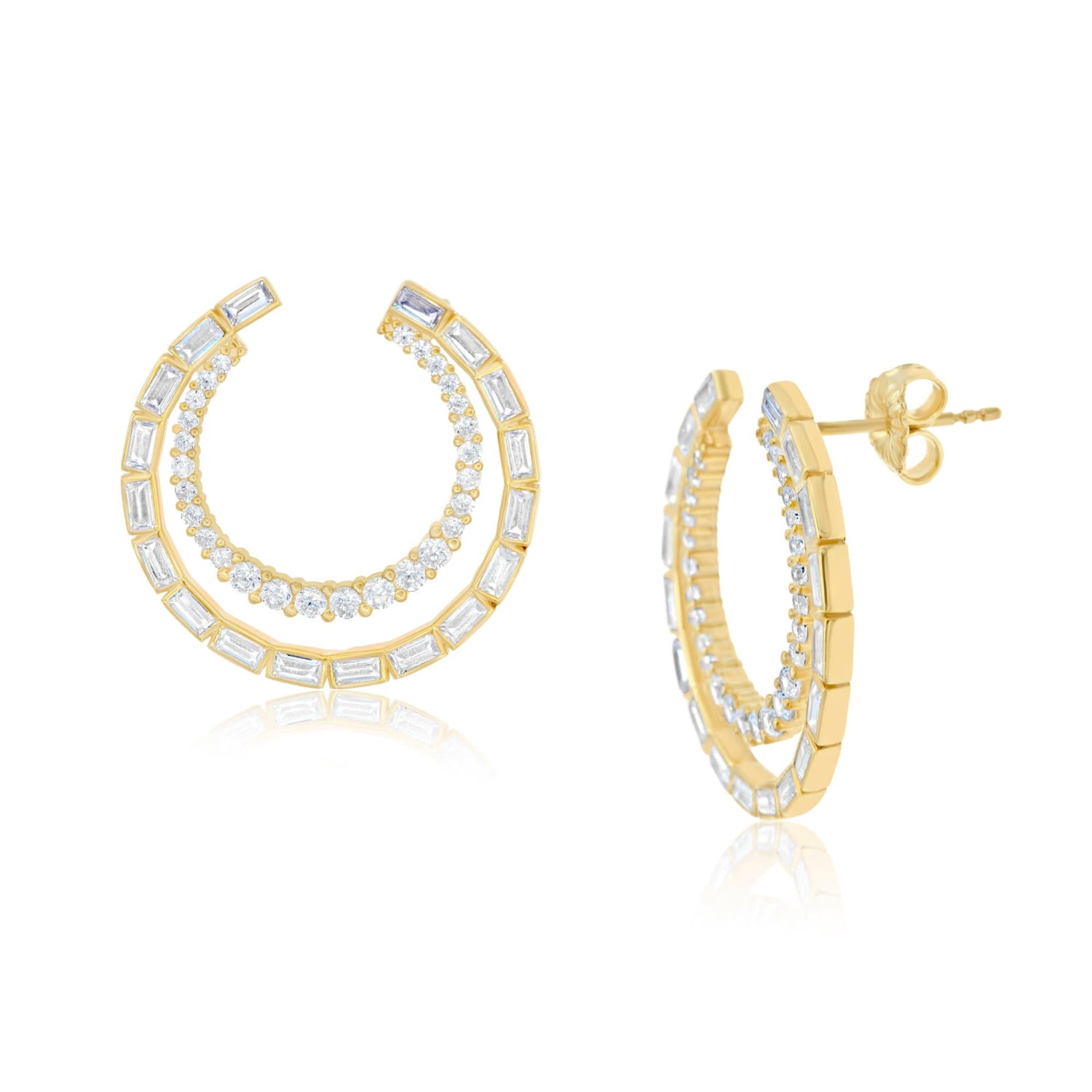 Double Hoop Earrings - Gold