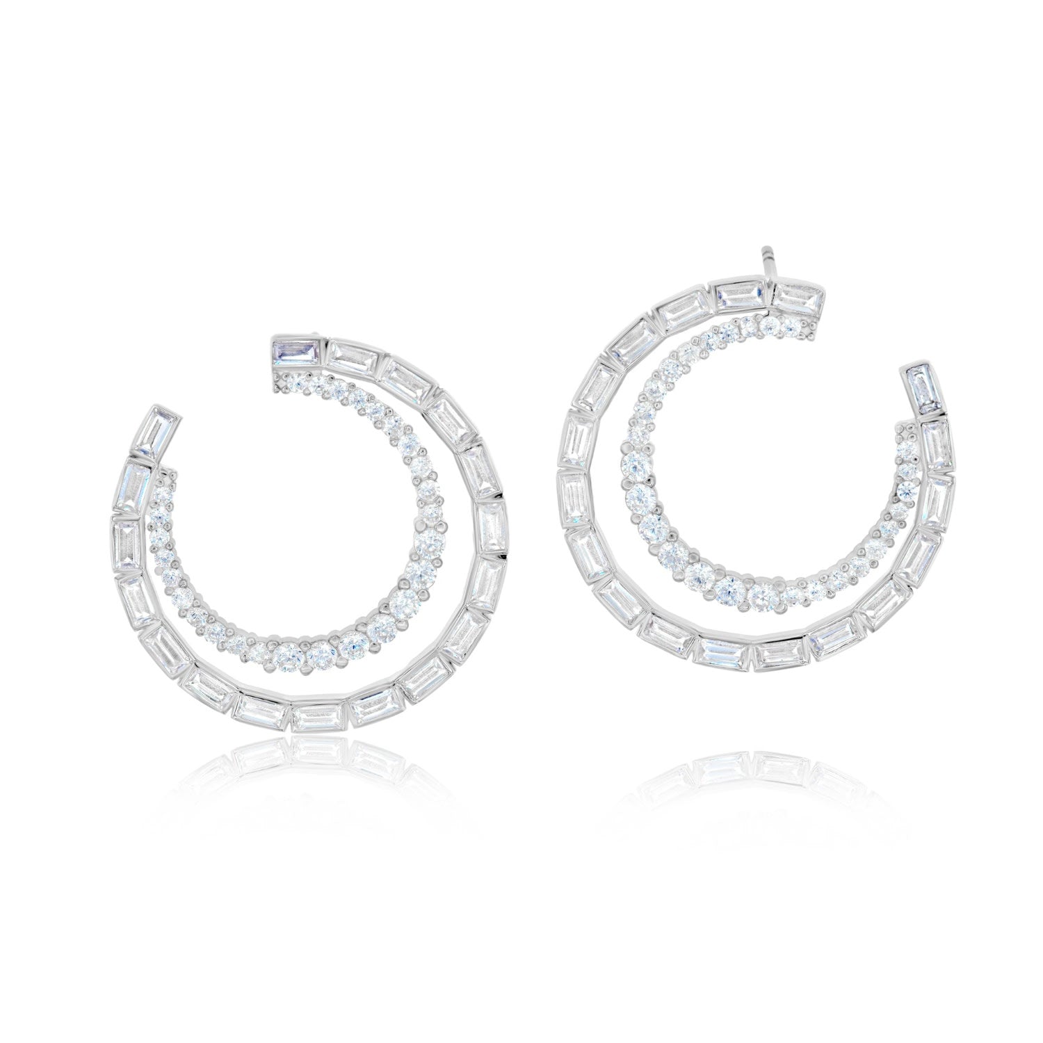 Double Hoop Earrings - Silver