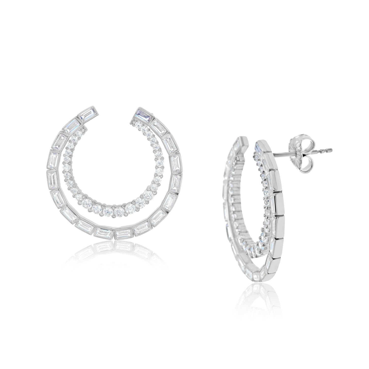 Double Hoop Earrings - Silver