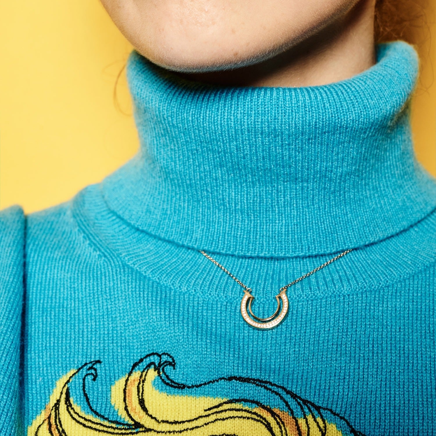 Double Hoop Necklace - Gold Vermeil & Cubic Zirconia