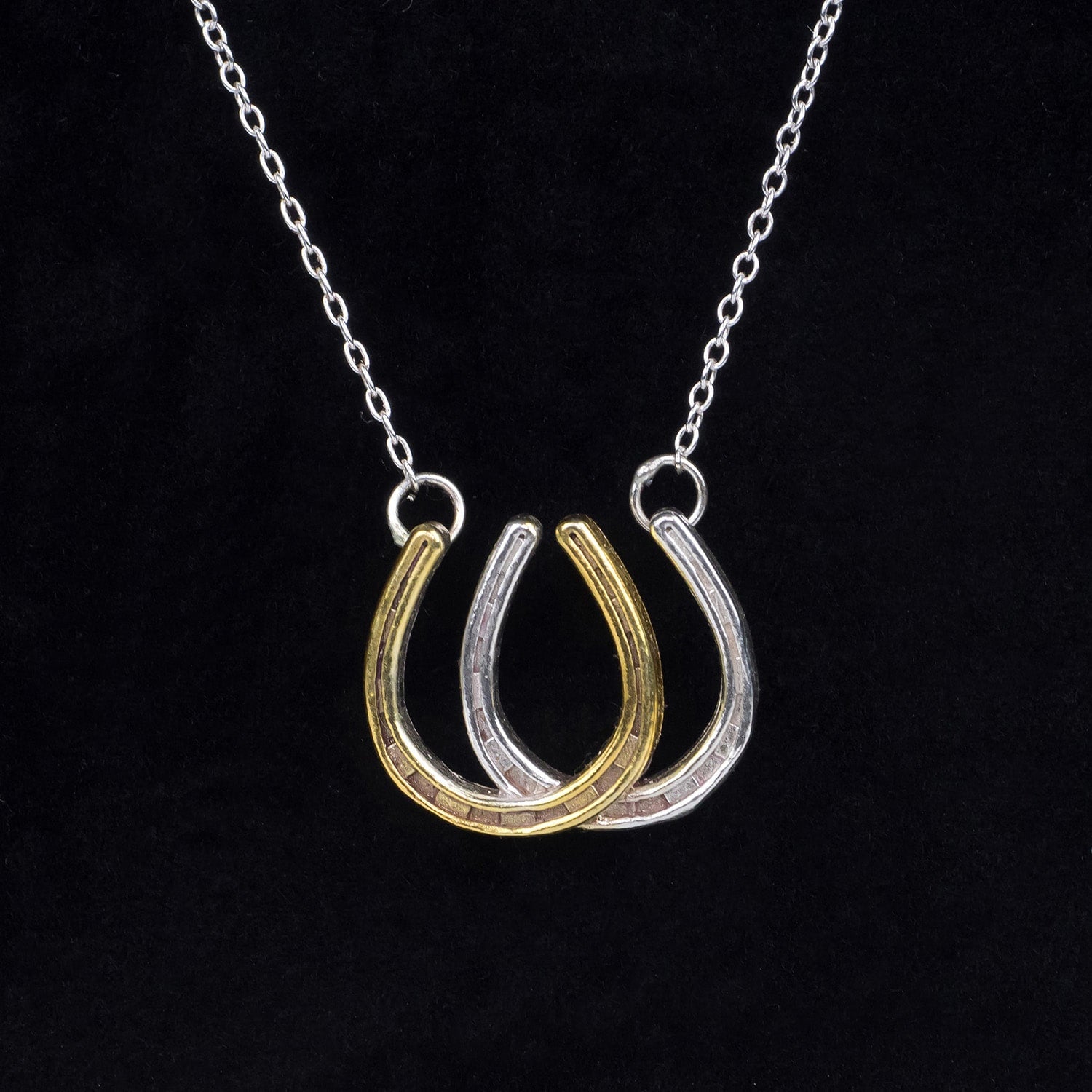 Double Horseshoe Pendant Eighteen Carat Gold On Solid Sterling Silver