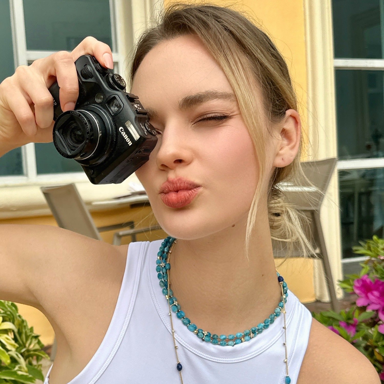 Double Layers Apatite With Zircon Stone Collar Necklace