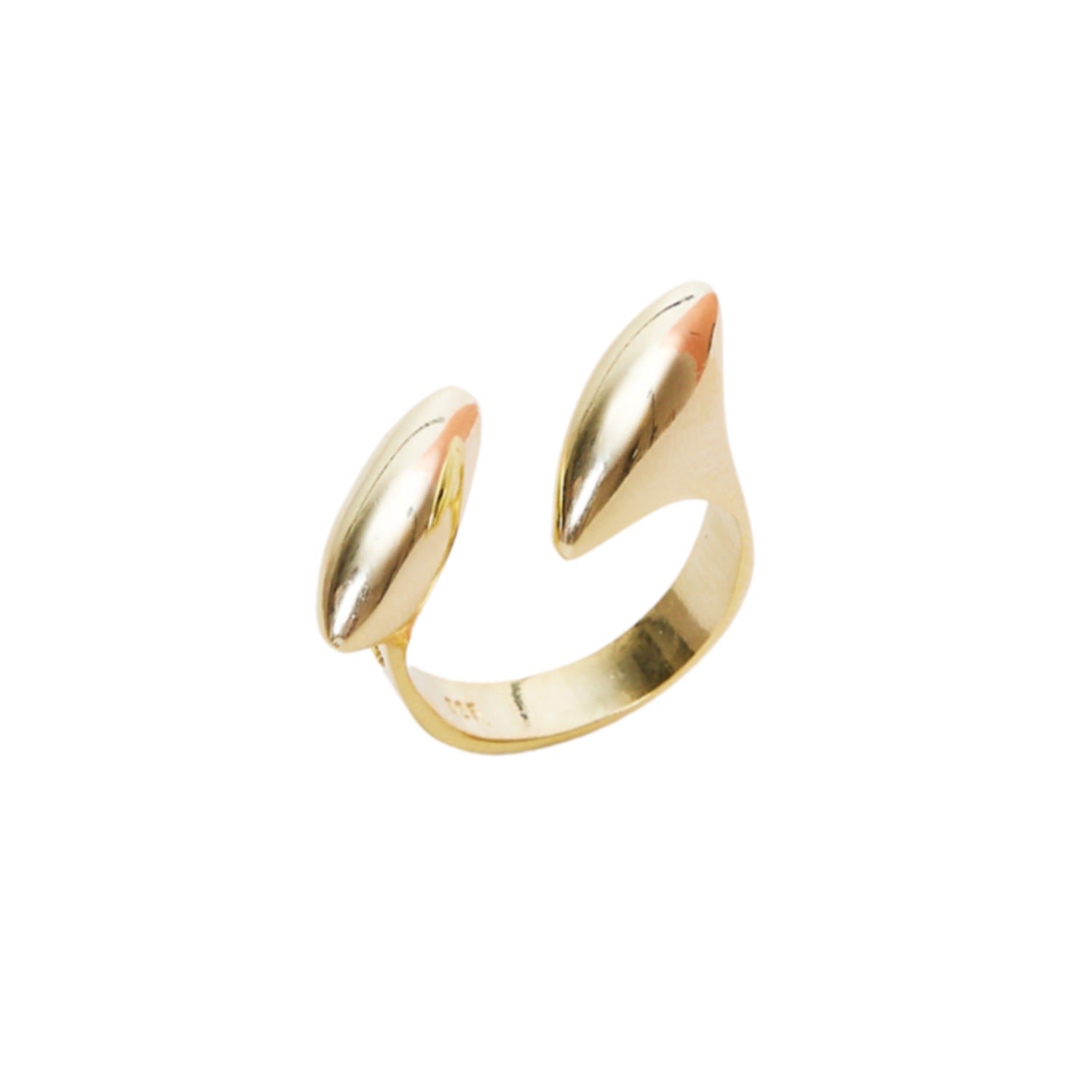 Double Marquise Sterling Silver Adjustable Ring - Gold