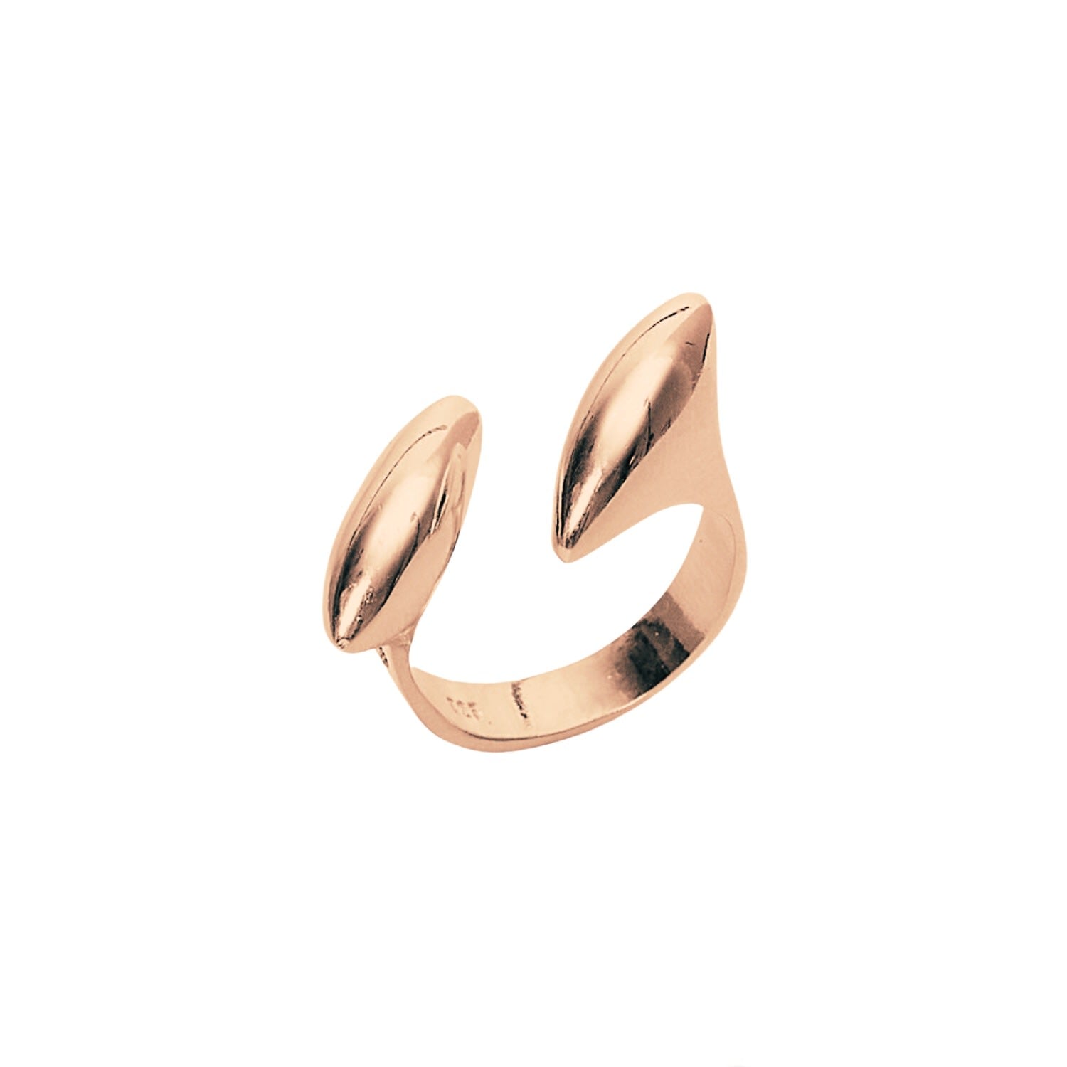 Double Marquise Sterling Silver Adjustable Ring - Rose Gold