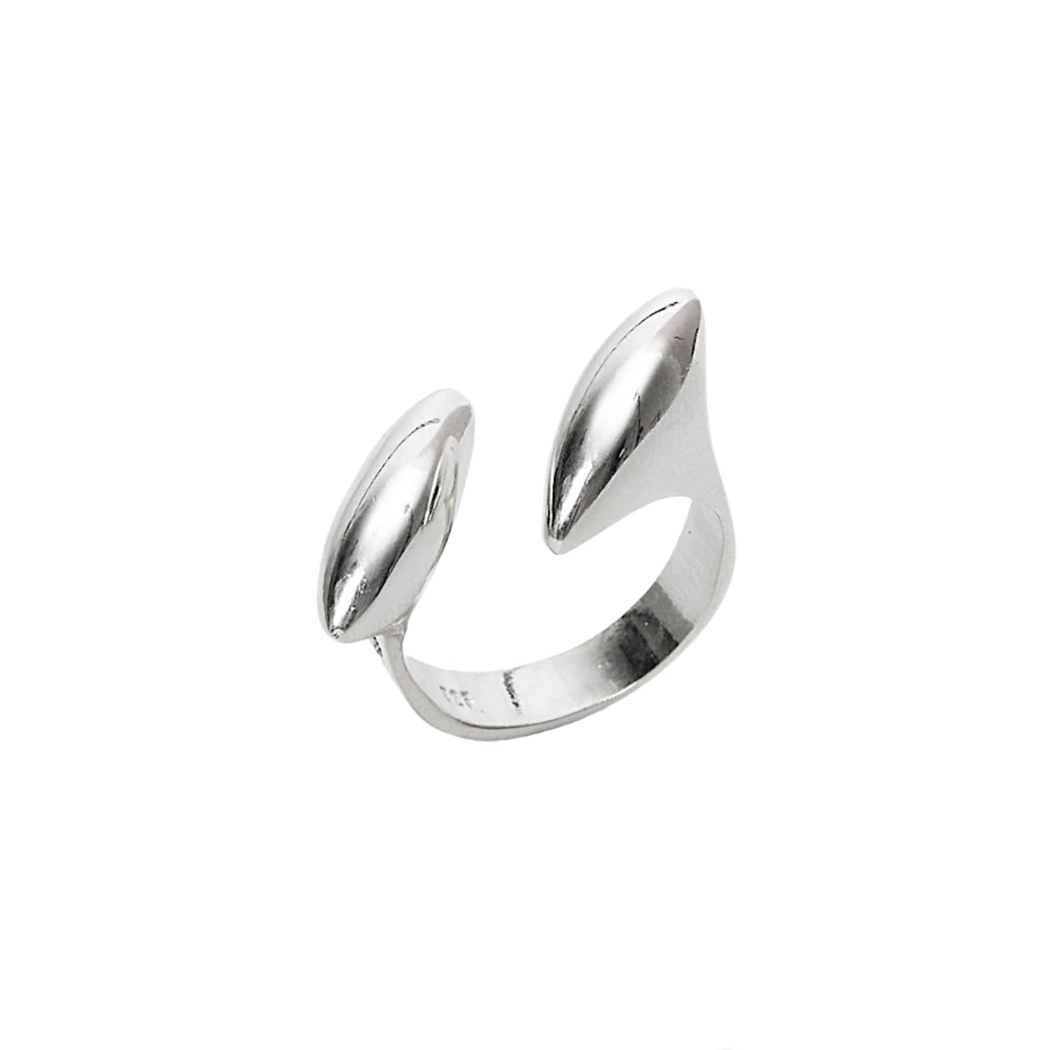 Double Marquise Sterling Silver Adjustable Ring - Silver