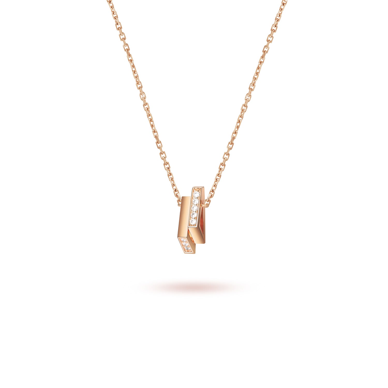 Double Mini Triangle Necklace - Rose Gold