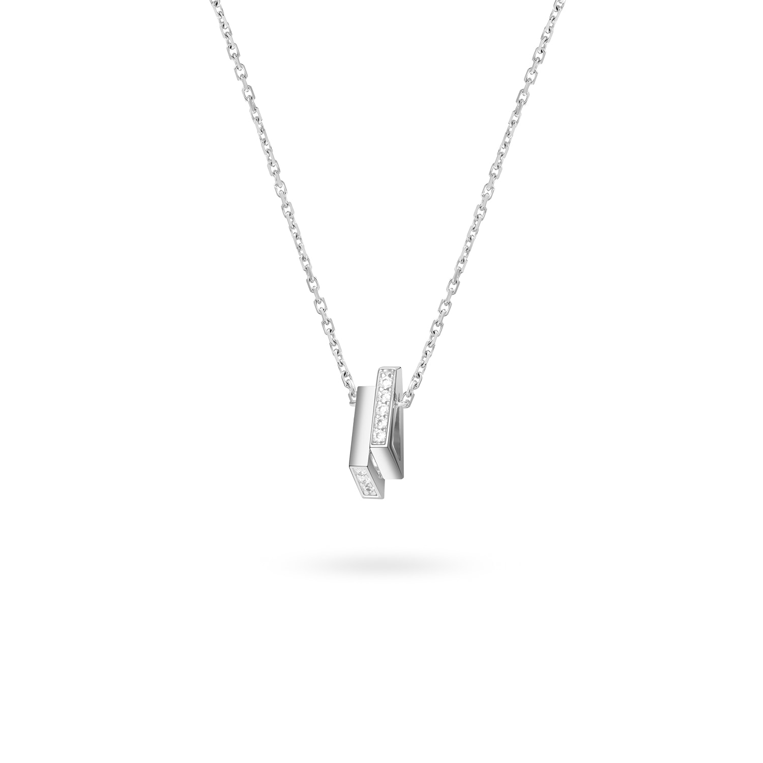 Double Mini Triangle Necklace - Silver