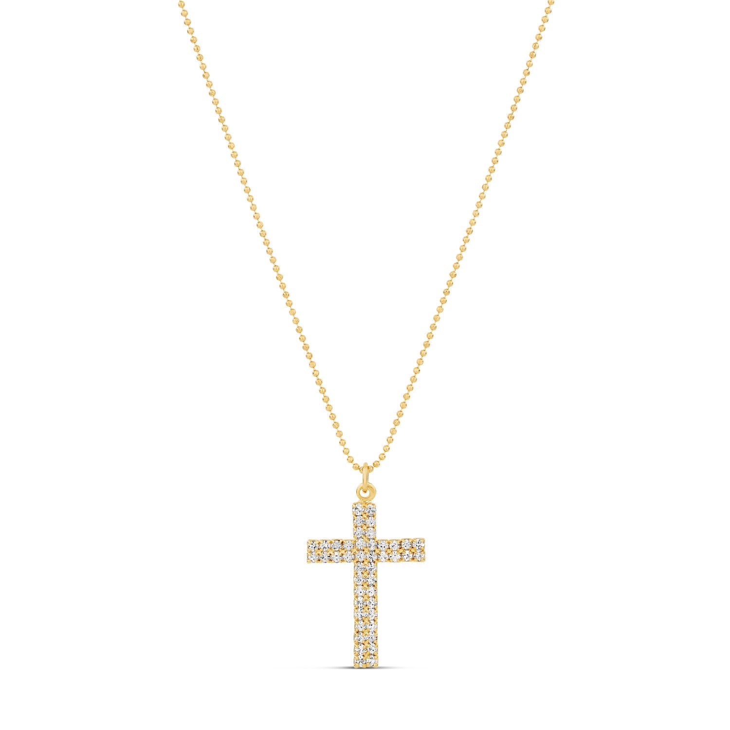 Double Pave Cross - Gold