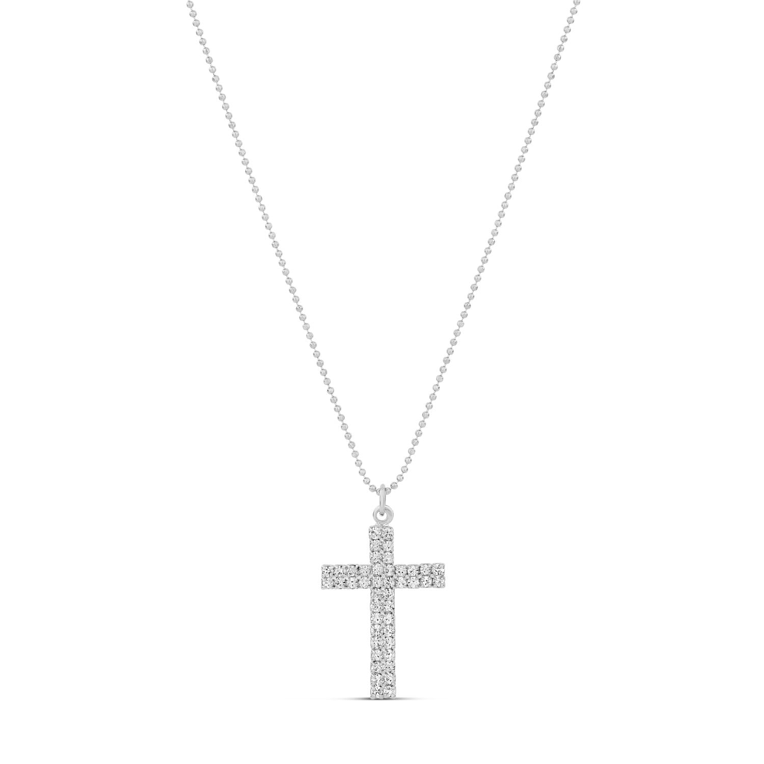 Double Pave Cross - Silver