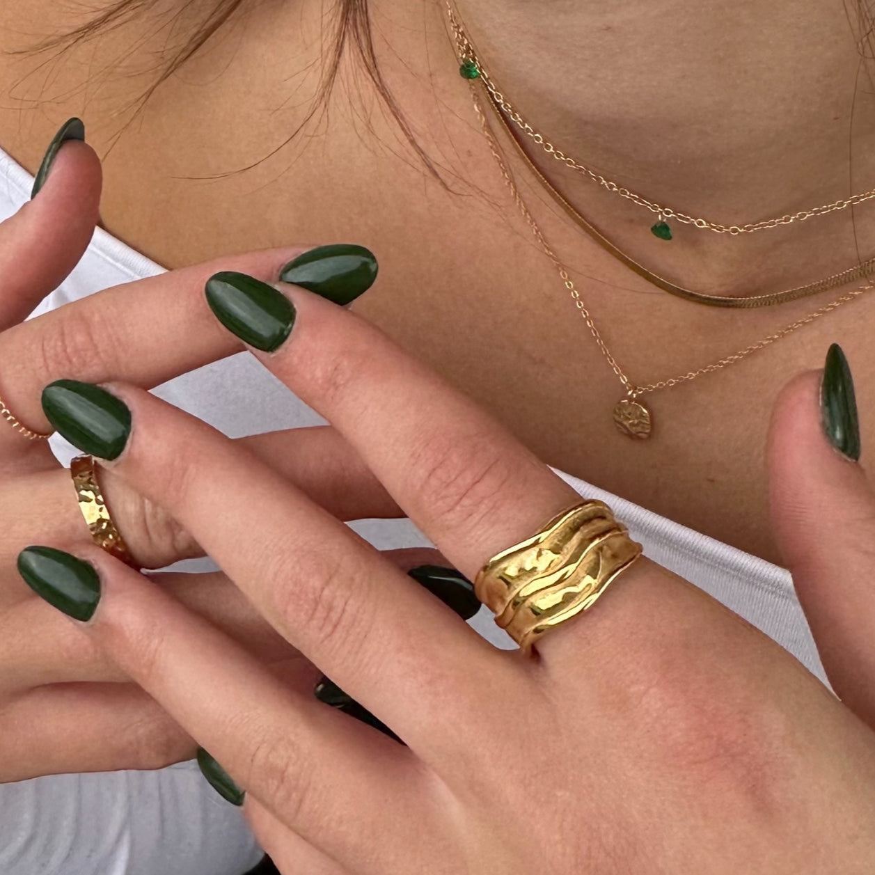 Double Play Gold Waterproof Statement Ring