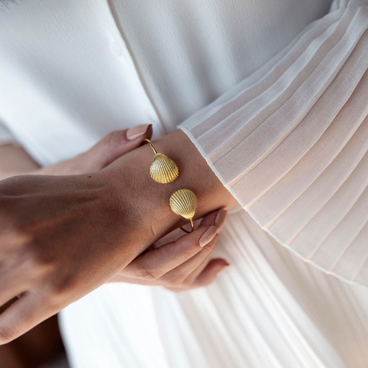 Double Seashell Cuff Bracelet