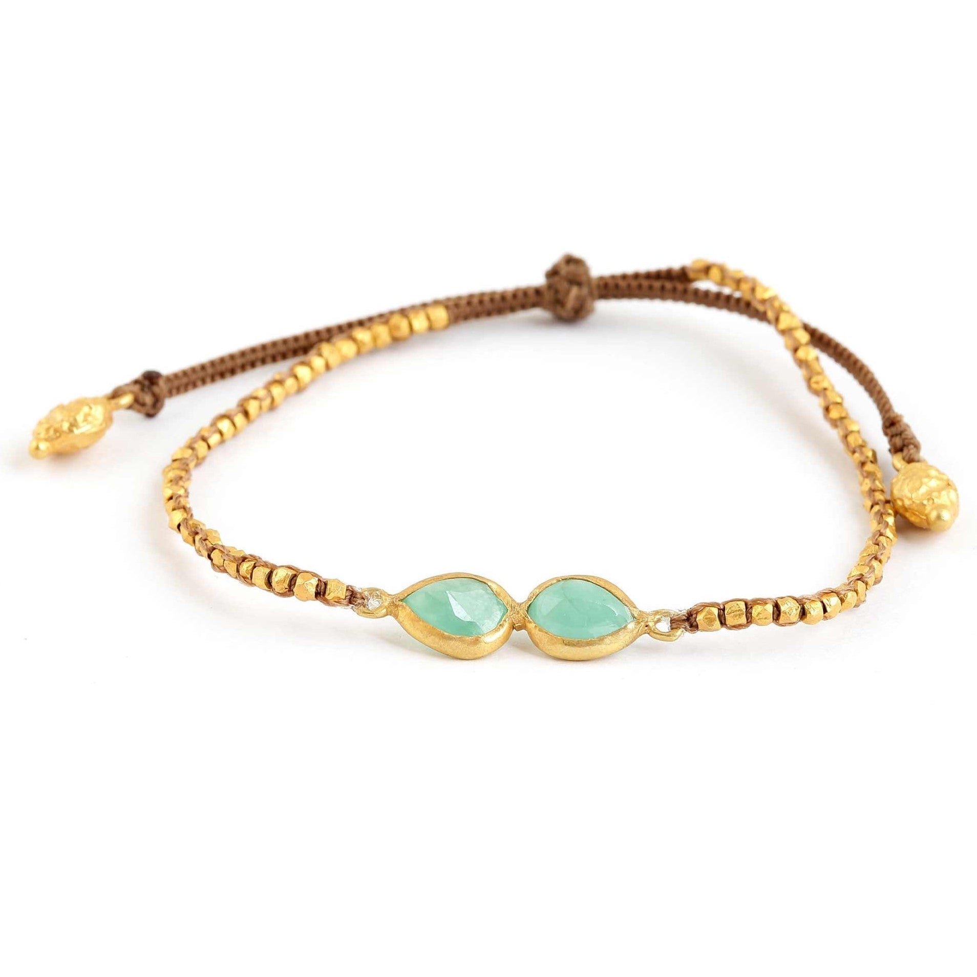 Double Stone Emerald Chakra Bracelet - Anahata Heart Chakra