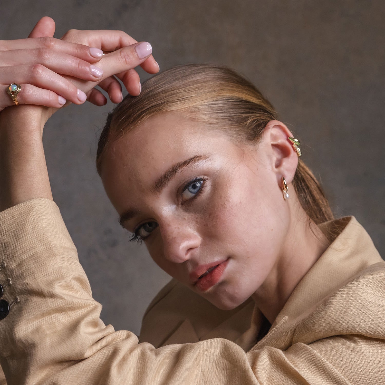 Doublet Opal Huggie Hoops