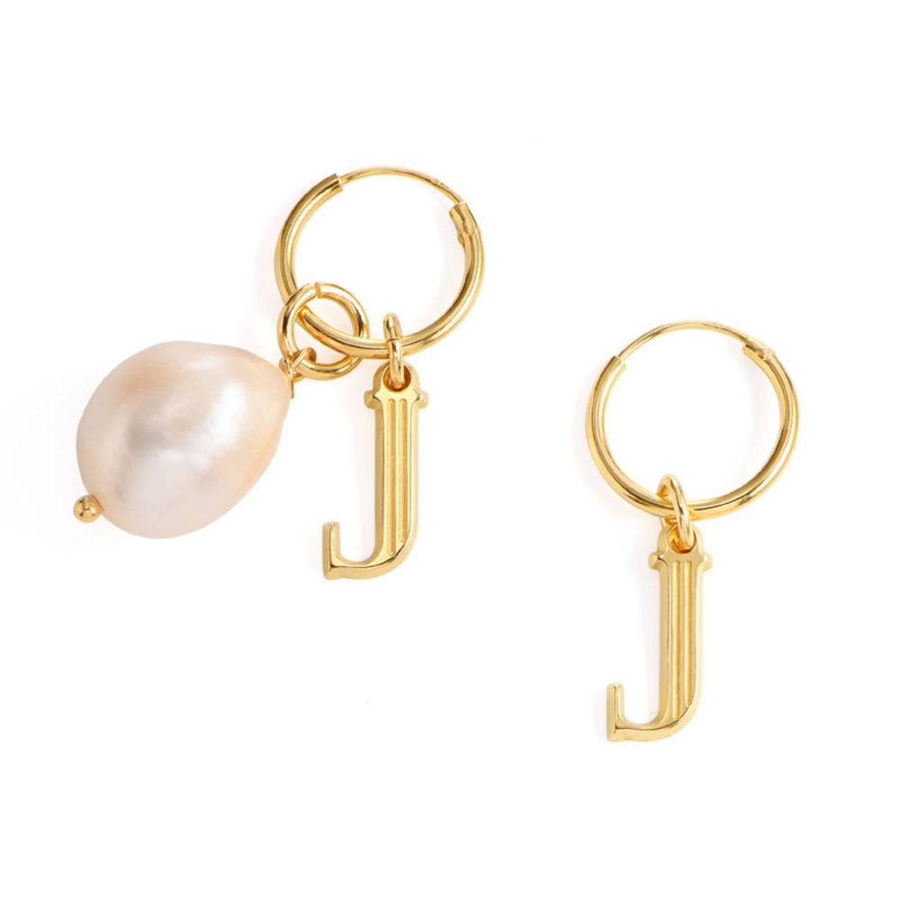 Down the Aisle - Pearl & Initial Earrings in 18k Gold Plating