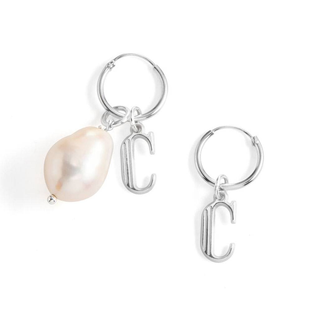 Down the Aisle - Pearl & Initial Earrings in Sterling Silver
