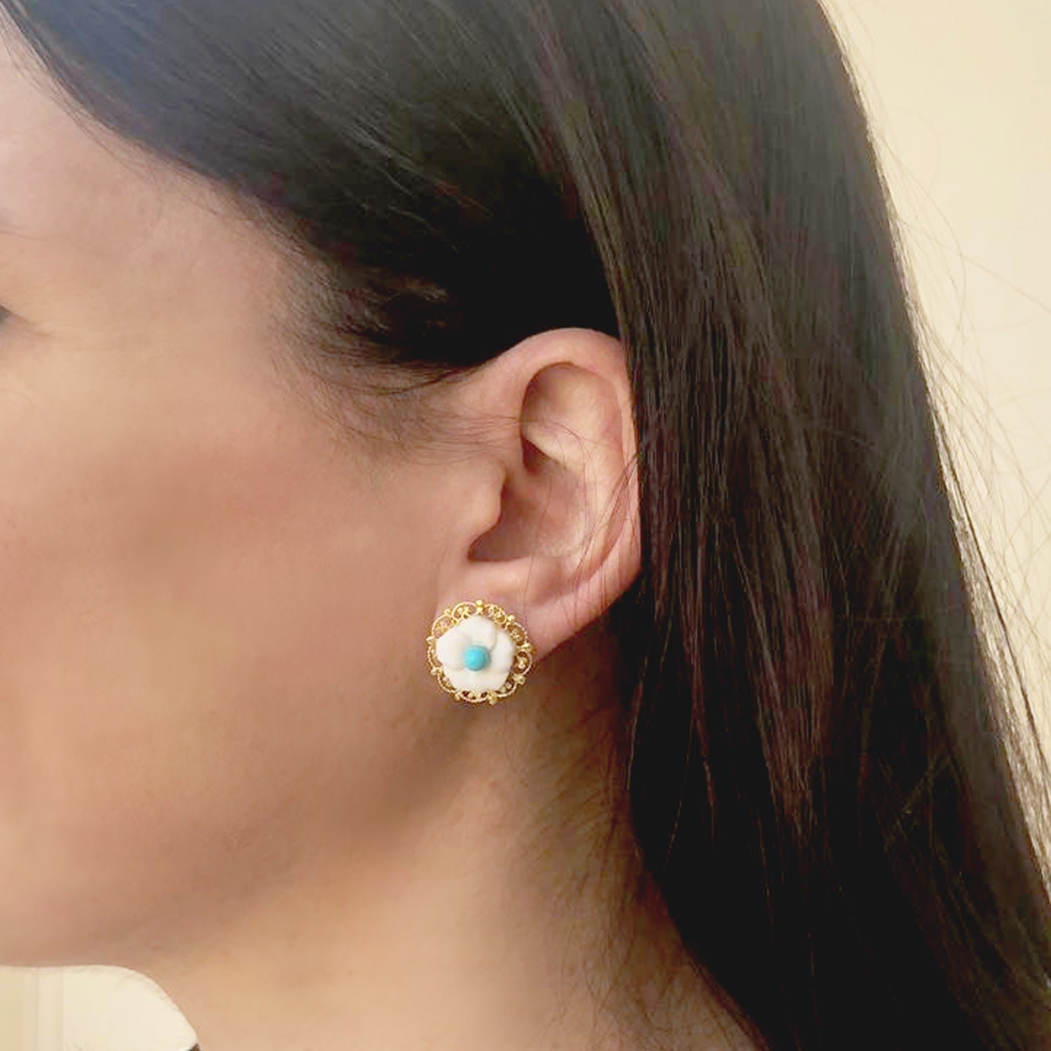 Flower Power Gold Vermeil Turquoise Earrings