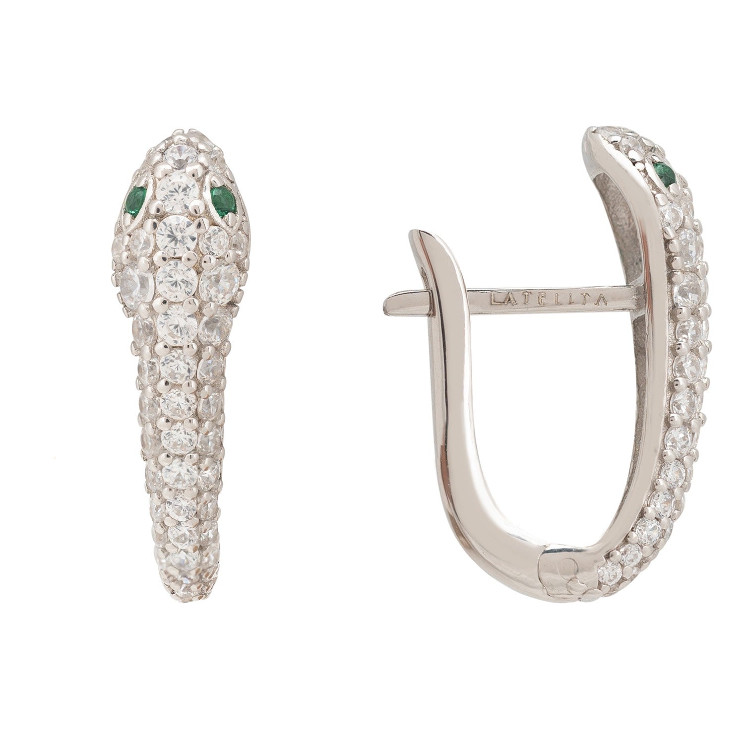 Snake Huggie Hoops Silver