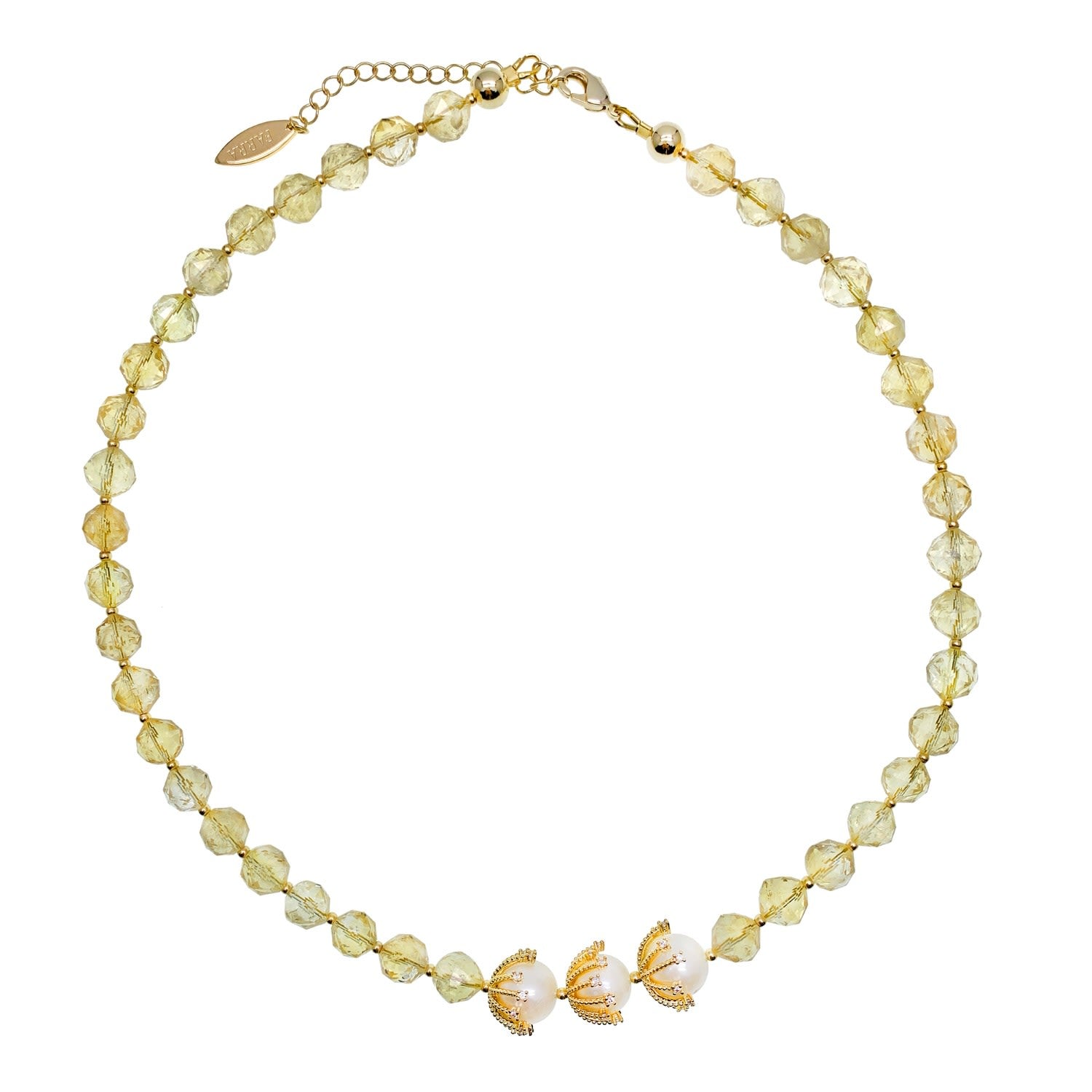 Citrine With Freshwater Pearls Short Necklace