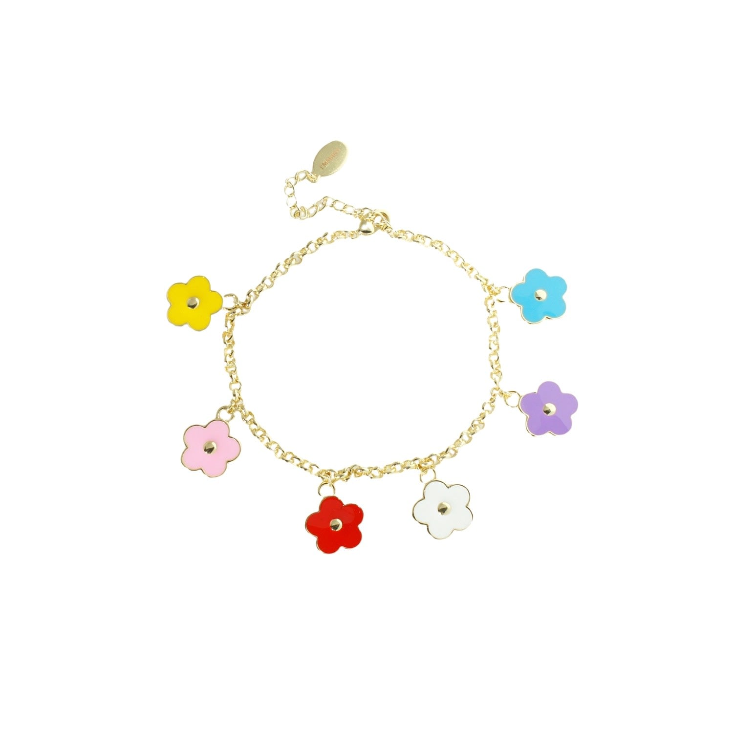 Flower Power Chain Bracelet With Enamel Flower Charms