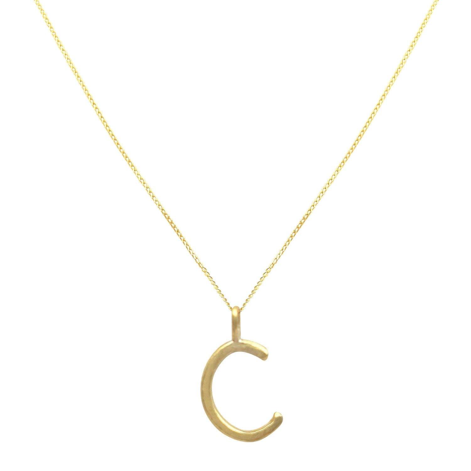 Solid Gold Letter C Pendant Necklace