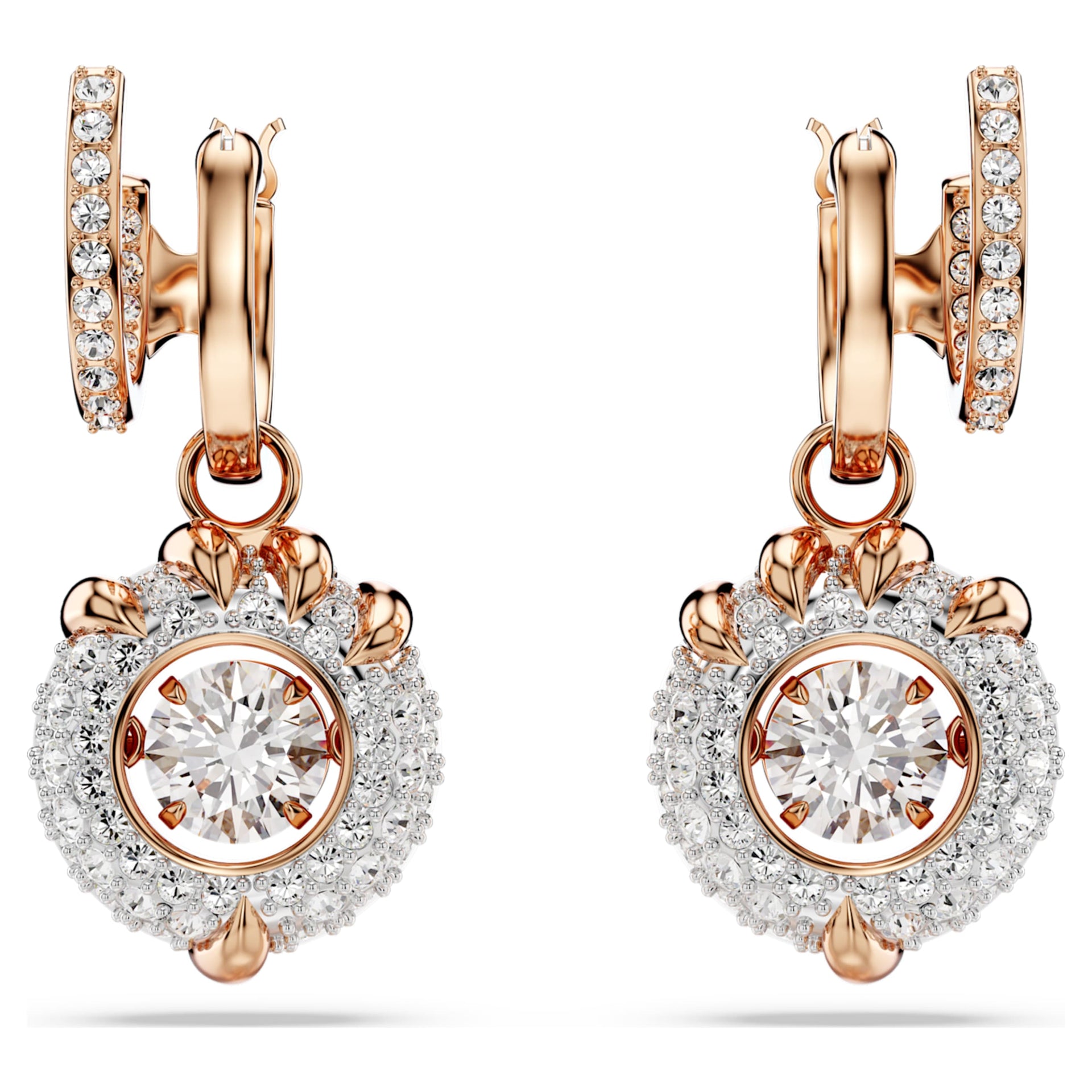 DRAGON PHOENIX DROP EARRINGS DRAGON S CLAW WHITE ROSE GOLD TONE PLATED